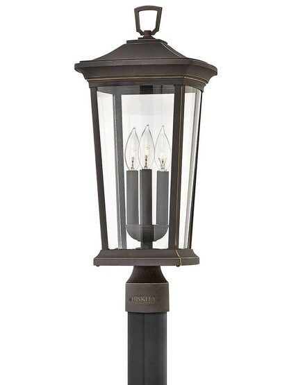 Bromley Outdoor Post/Pier Mount Lantern in Oil-Rubbed Bronze.